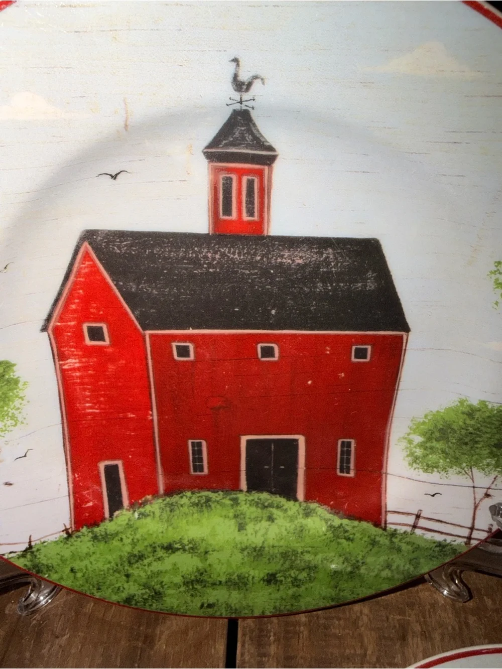 “Barns” Certified Warren Kimble 1998 Barn Dinner Plates Set of 3 Sakura NY USA